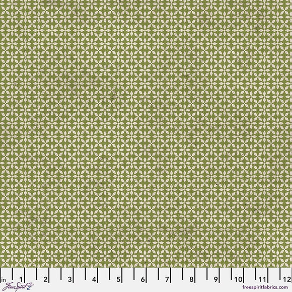 Tim Holtz Flannel || Leaf Medallion - Green || Wonderland || Free Spirit || Christmas Fabric