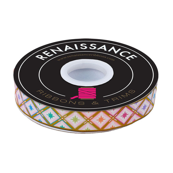 Tula Pink Stargazer in Mint 7/8in Polyester Ribbon by Renaissance Ribbon