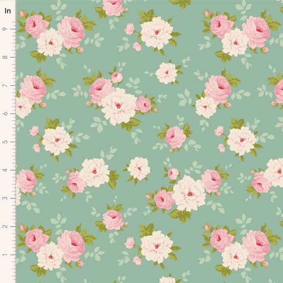 Pernille Teal || Sunday Brunch - Lime/Teal || Tilda Fabric