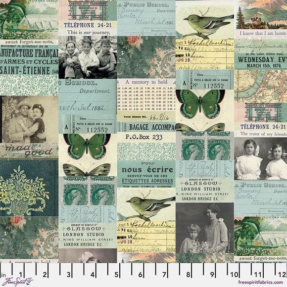 Tim Holtz Palette - Teal Collage || Teal Collection || Free Spirit Fabrics