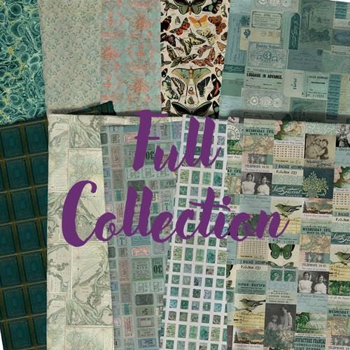 Tim Holtz Palette - Teal Ephemera || Teal Collection || Free Spirit Fabrics