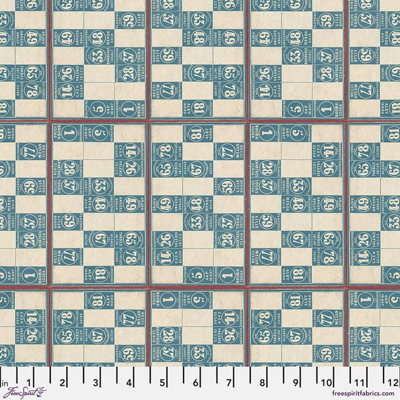 Blue Numbers – Tim Holtz Palette Monthly Collection | Free Spirit Fabric | Quilting Cotton by the Yard | Vintage Art Fabric in Blue
