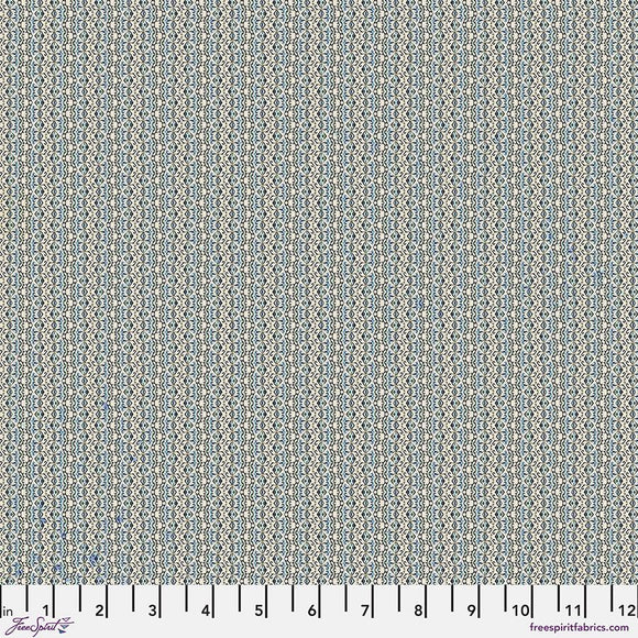 Blue Tiny Print – Tim Holtz Palette Monthly Collection | Free Spirit Fabric | Quilting Cotton by the Yard | Vintage Art Fabric in Blue
