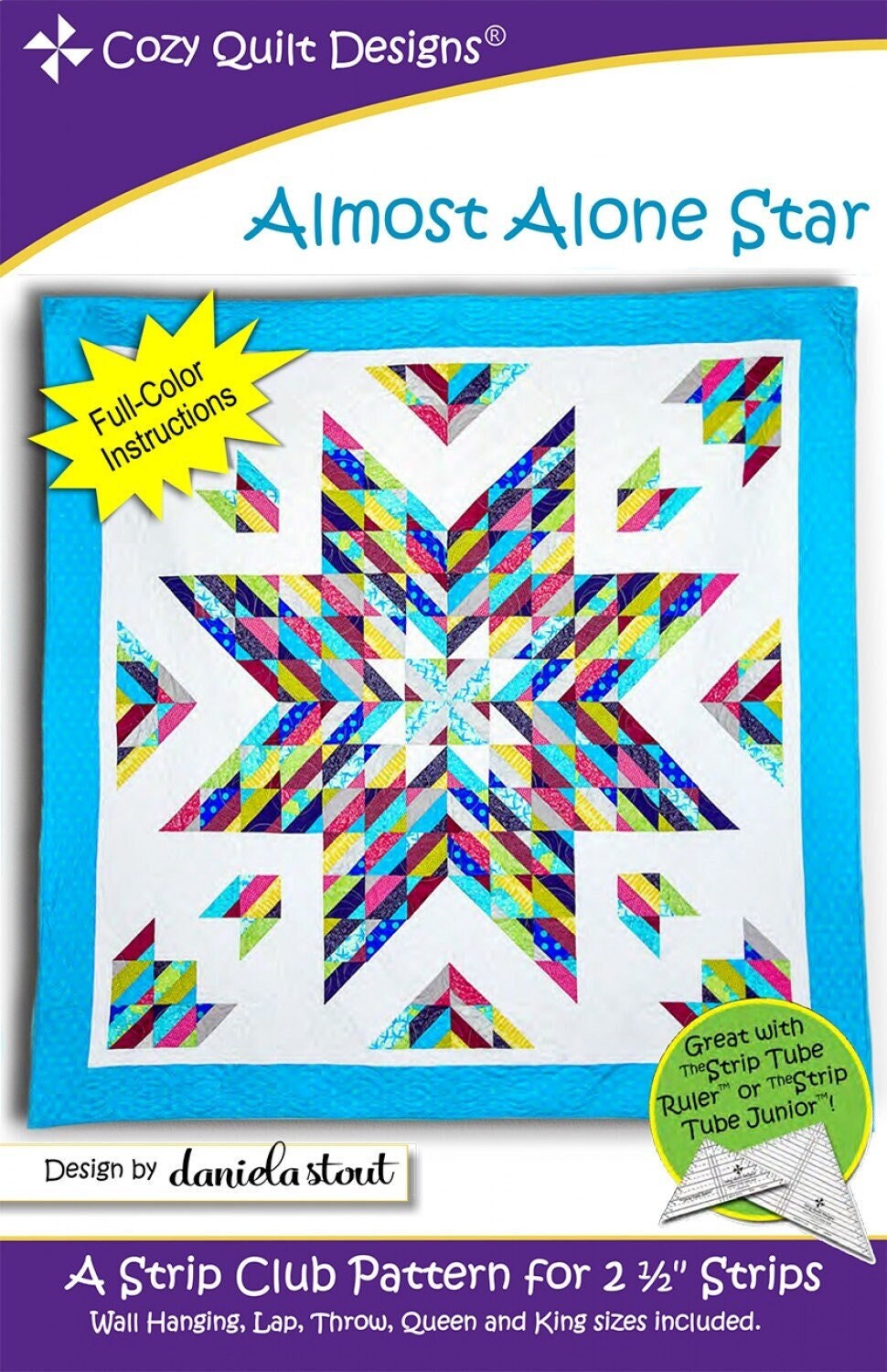 Almost Alone Star || Cozy Quilt Pattern || Strip Club || Jelly Roll and Fat Quarter Friendly || Strip Tube Ruler