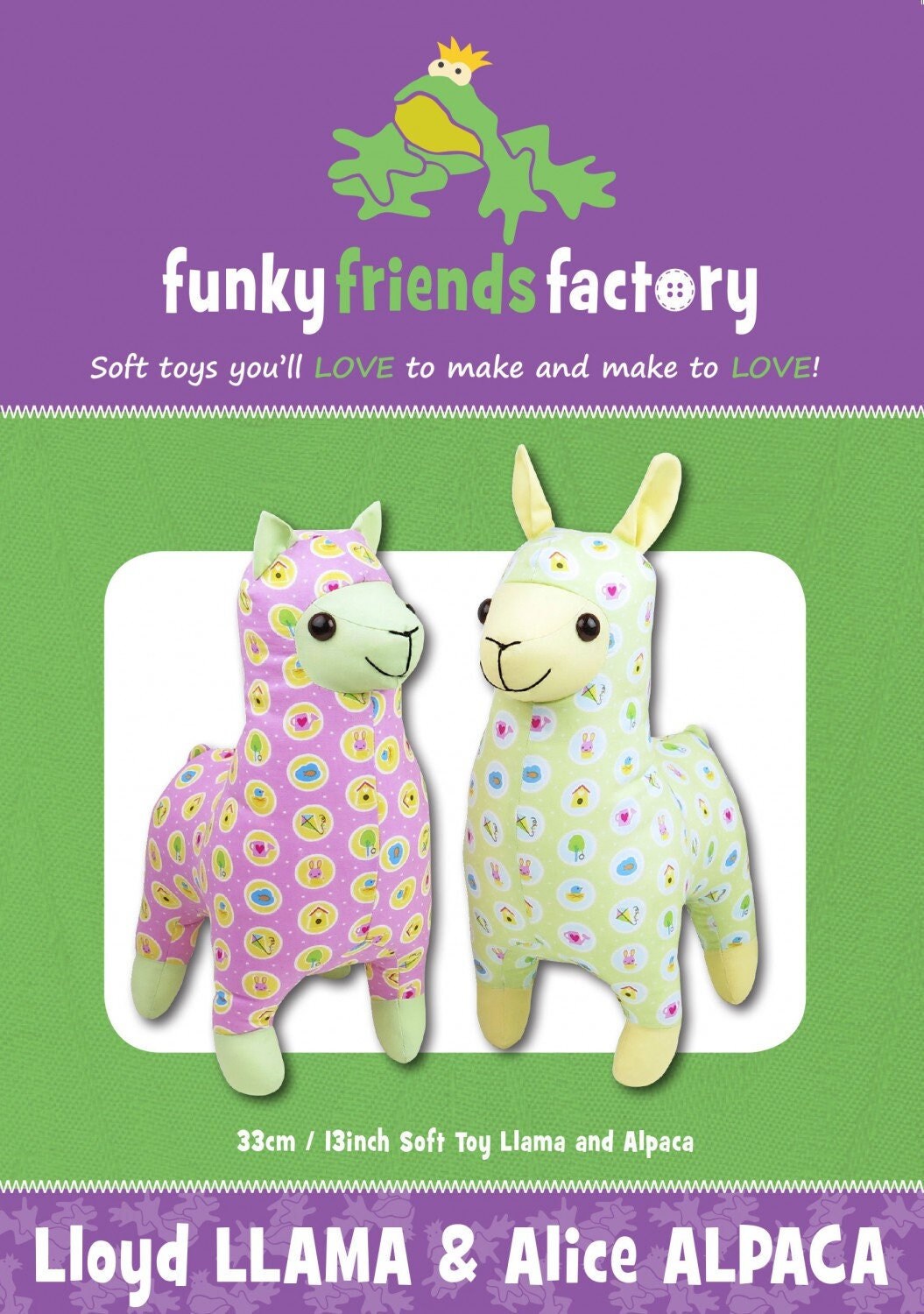 Lloyd Llama & Alice Alpaca - Funky Friends Stuffed Animal Pattern