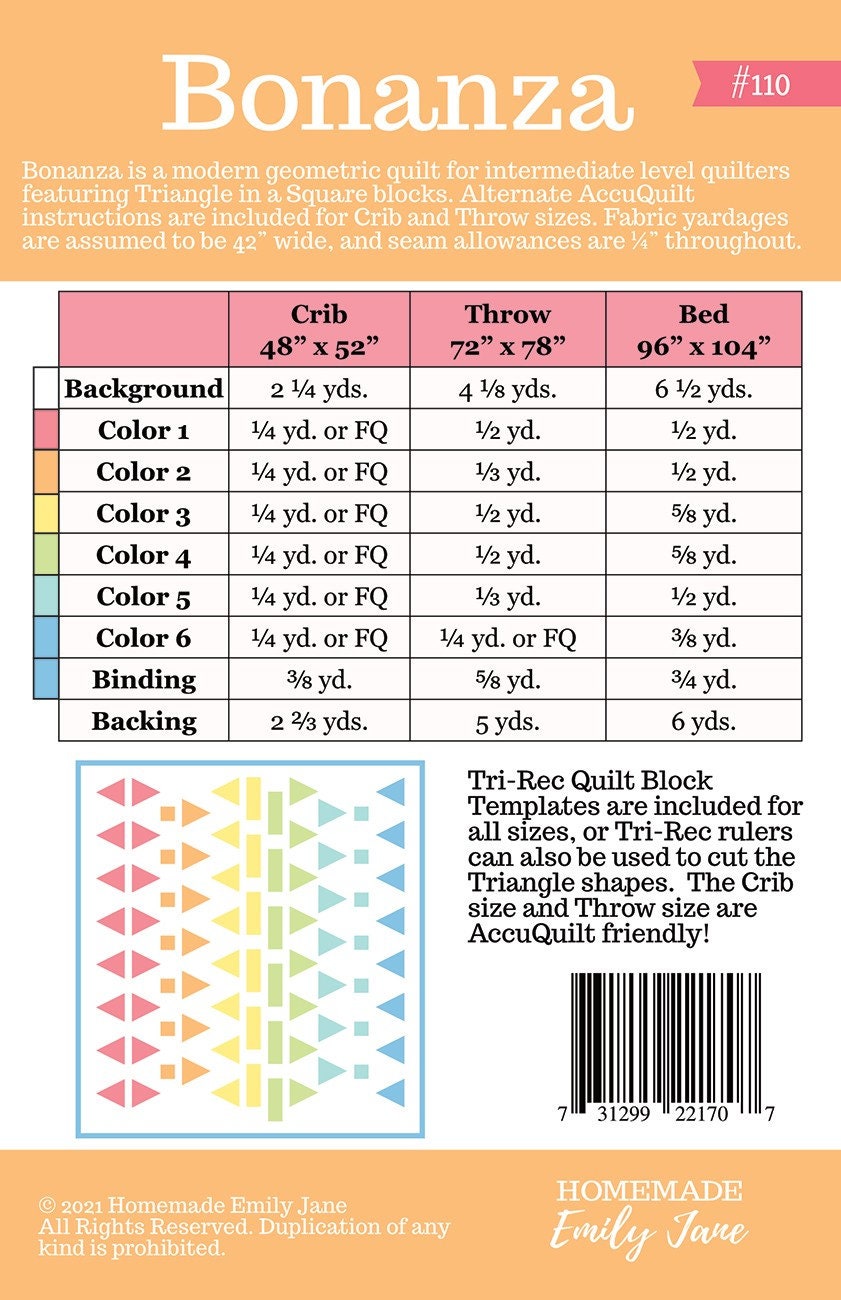 Bonanza Quilt Pattern