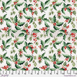 Tim Holtz Flannel || Jolly Holly - White || Wonderland || Free Spirit || Christmas Fabric