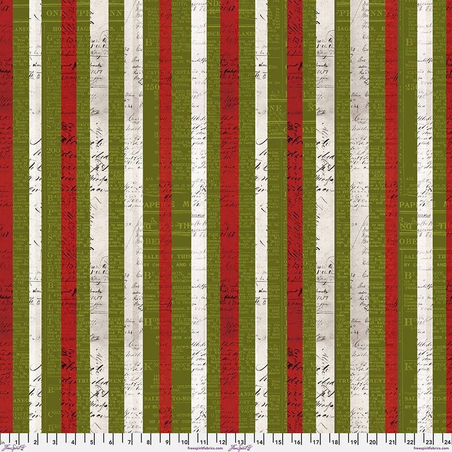 Tim Holtz Flannel || Xmas Stripe - Multi || Wonderland || Free Spirit || Christmas Fabric