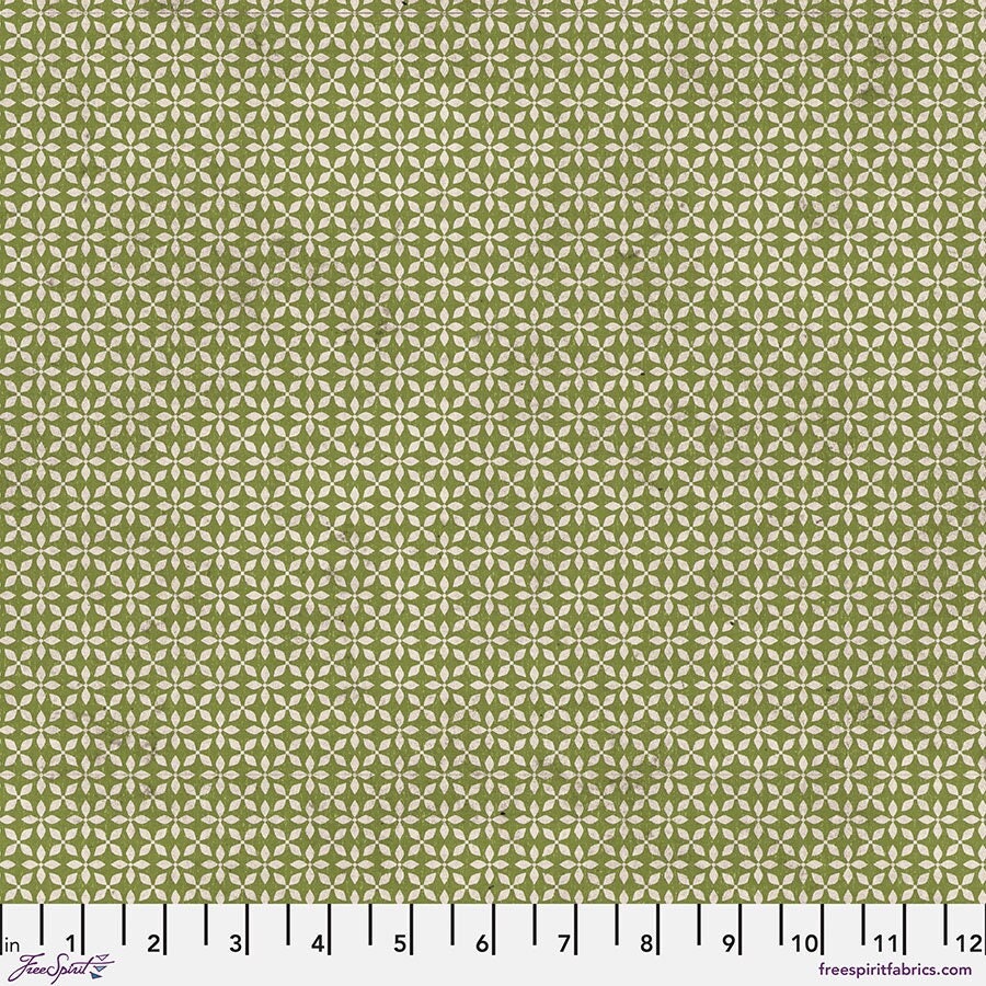 Tim Holtz Flannel || Leaf Medallion - Green || Wonderland || Free Spirit || Christmas Fabric