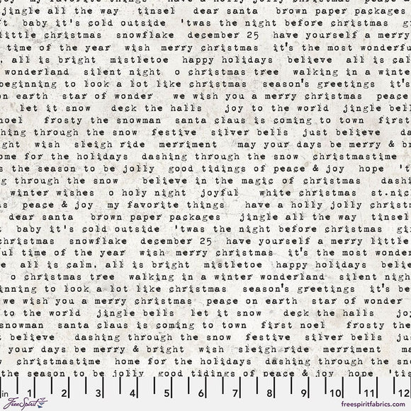 Tim Holtz Flannel || Tidings Type - White || Wonderland || Free Spirit || Christmas Fabric