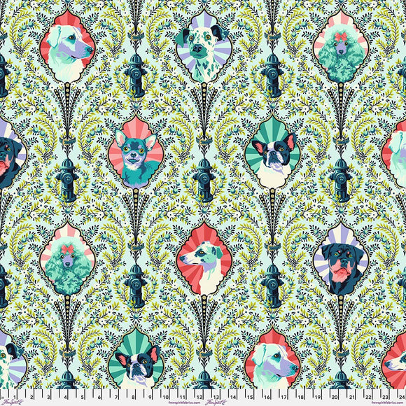 Tula Pink - Puppy Dog Eyes - Bluebell - Metalics Besties from Free Spirit Fabrics