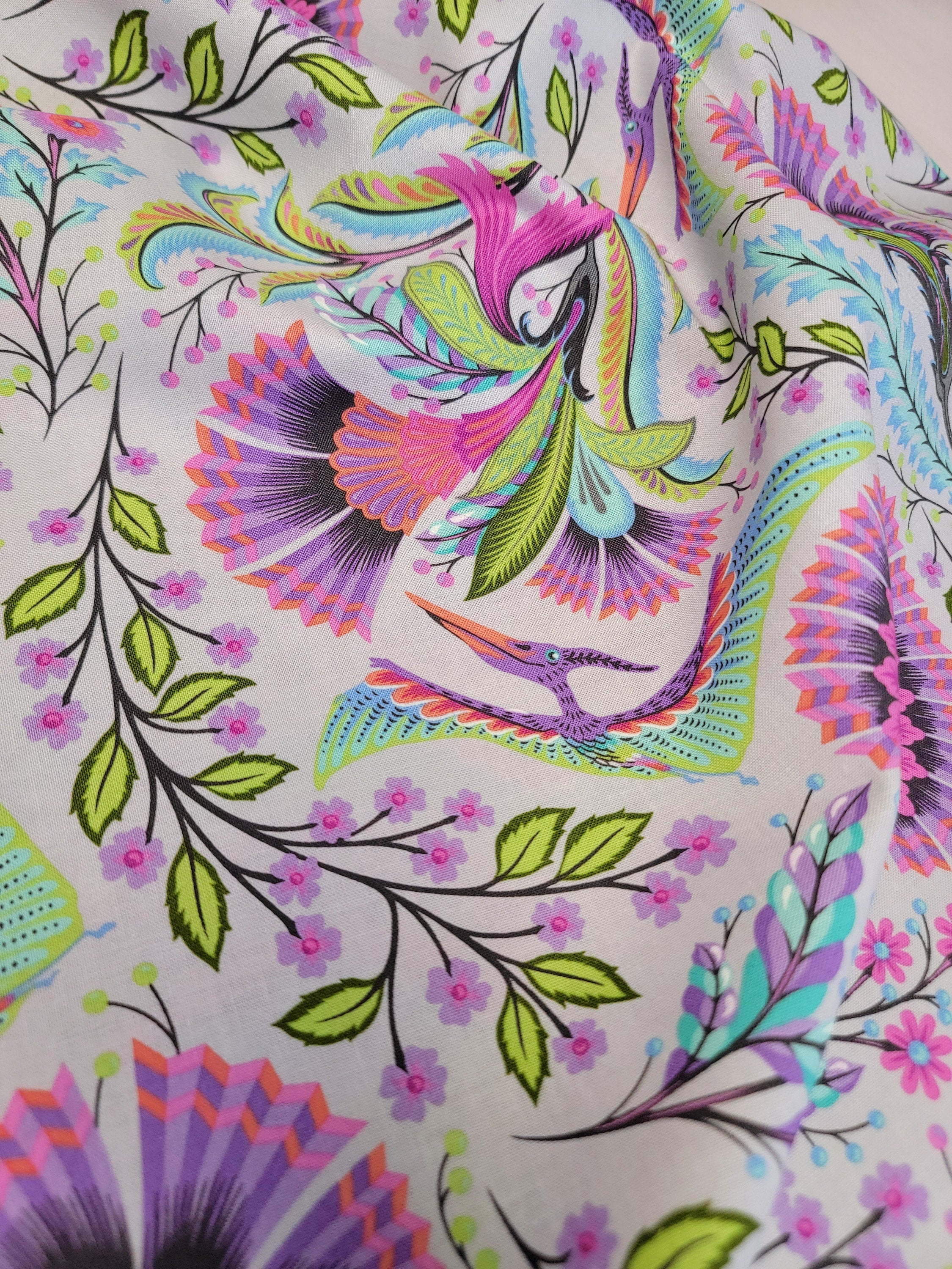 Tula Pink ROAR! || Wing It - Mist || ROAR! || Quilting Cotton || Pterodactyl