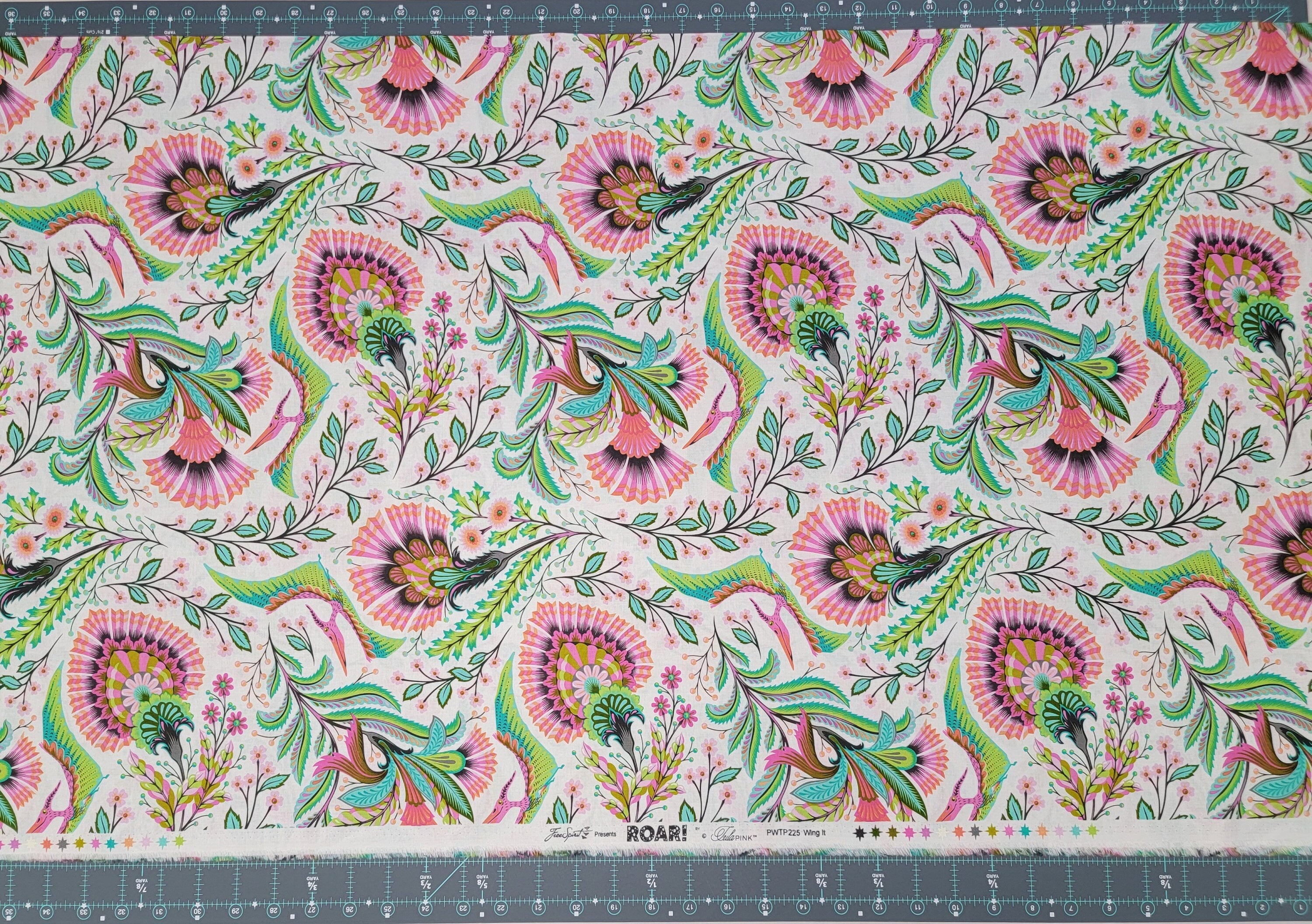 Tula Pink ROAR! || Wing It - Blush || ROAR! || Quilting Cotton || Pterodactyl