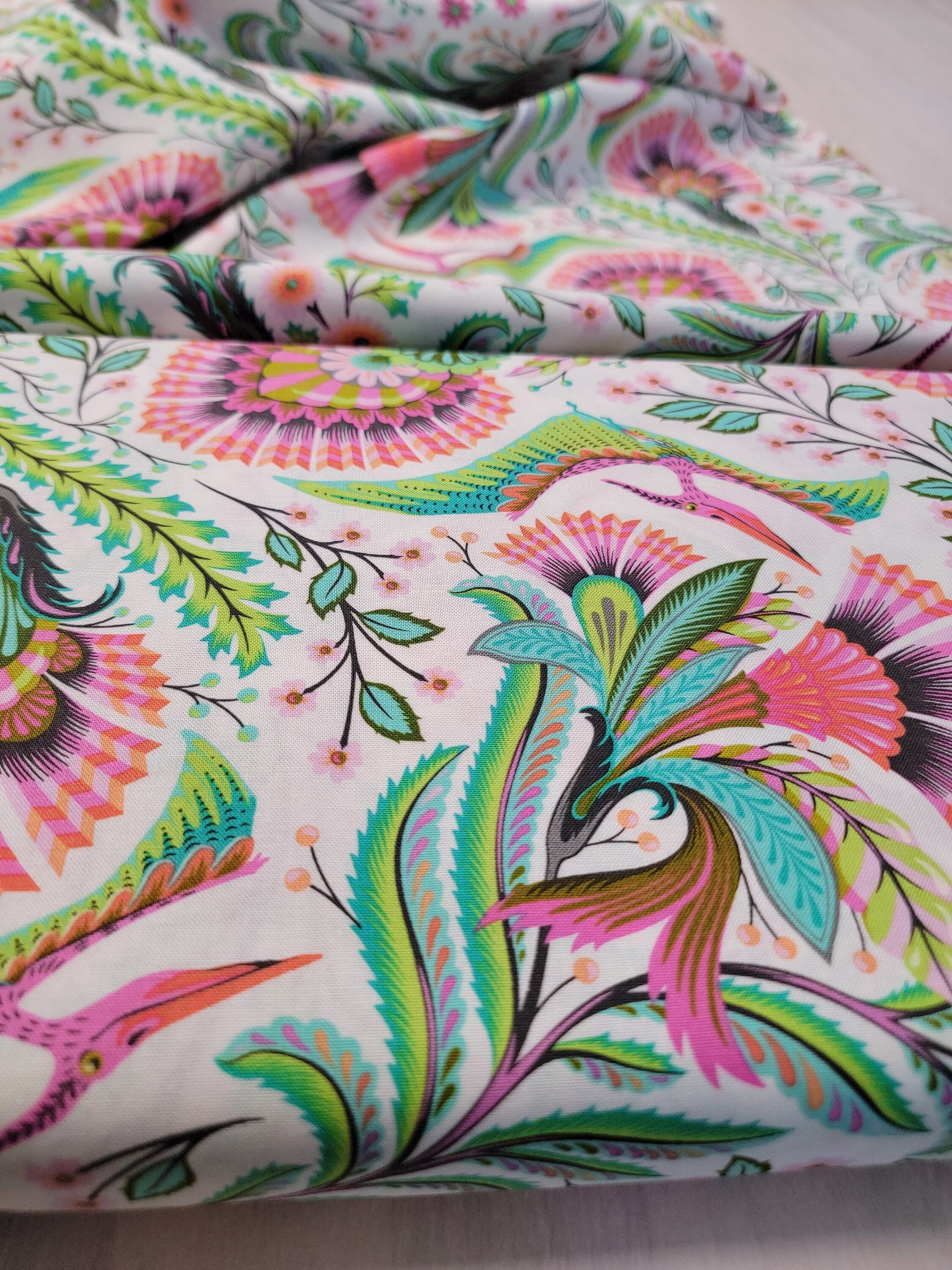 Tula Pink ROAR! || Wing It - Blush || ROAR! || Quilting Cotton || Pterodactyl