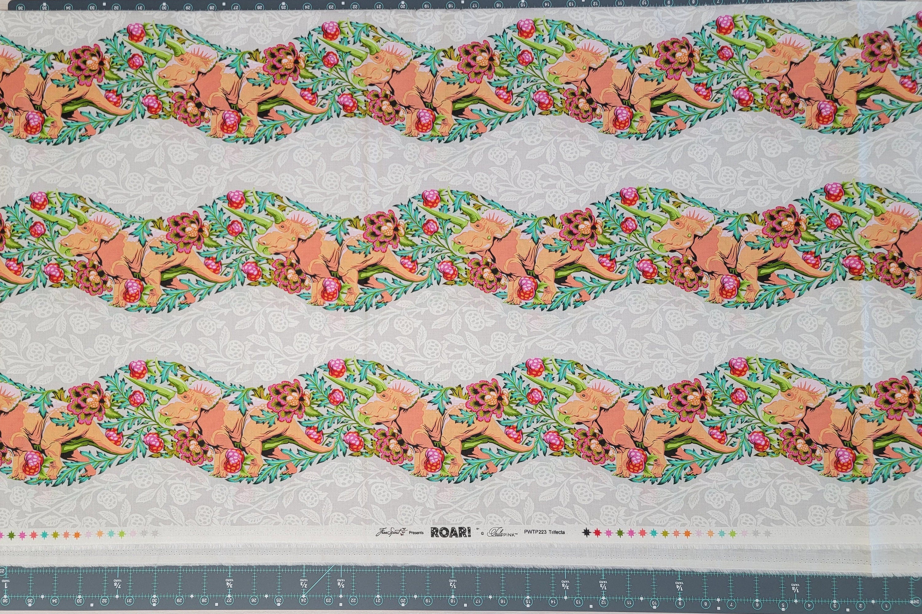 Tula Pink ROAR! || Trifecta - Blush || Quilting Cotton || Triceratops