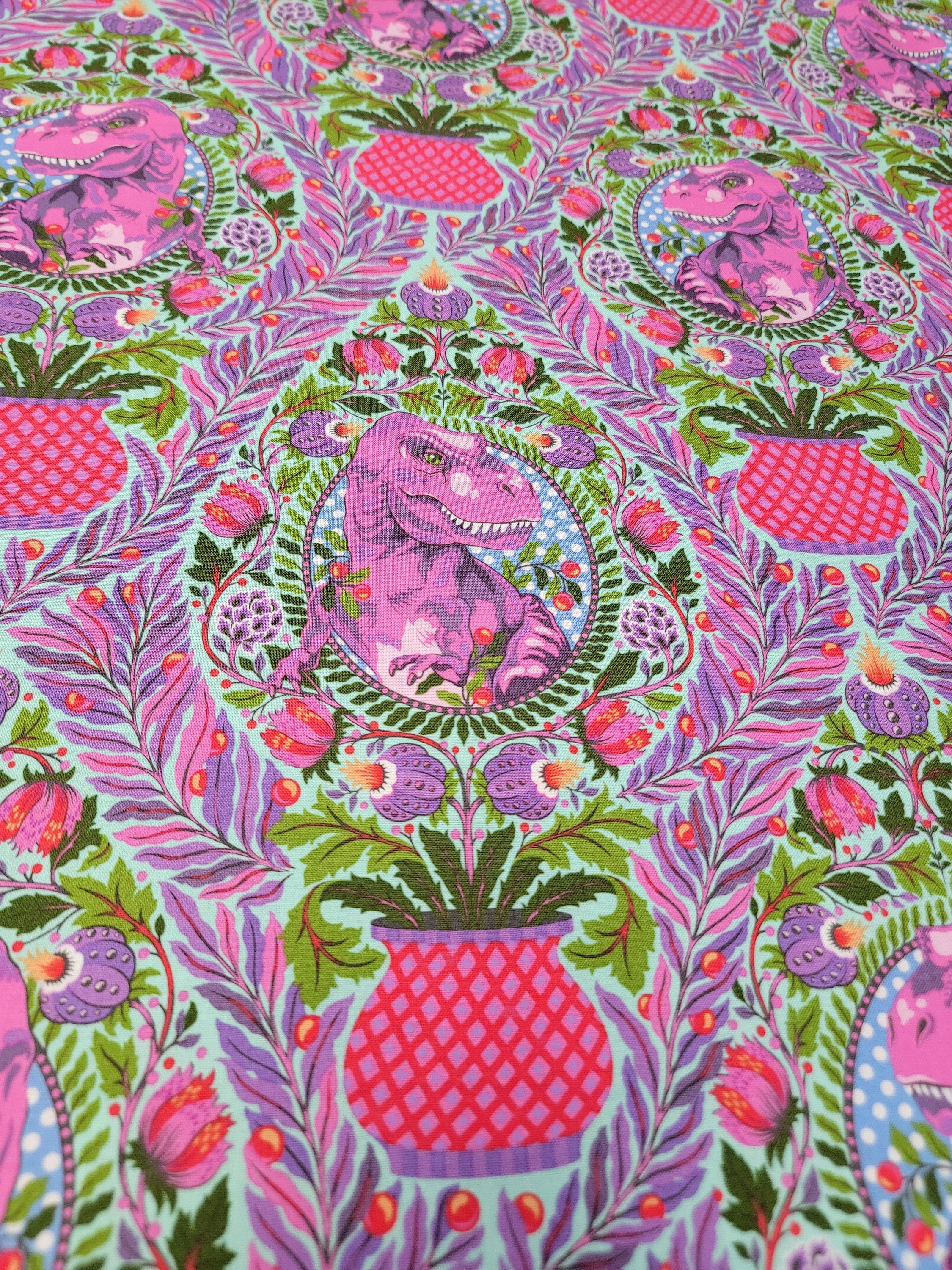 Tula Pink ROAR! || Tree Rex - Mist || Quilting Cotton