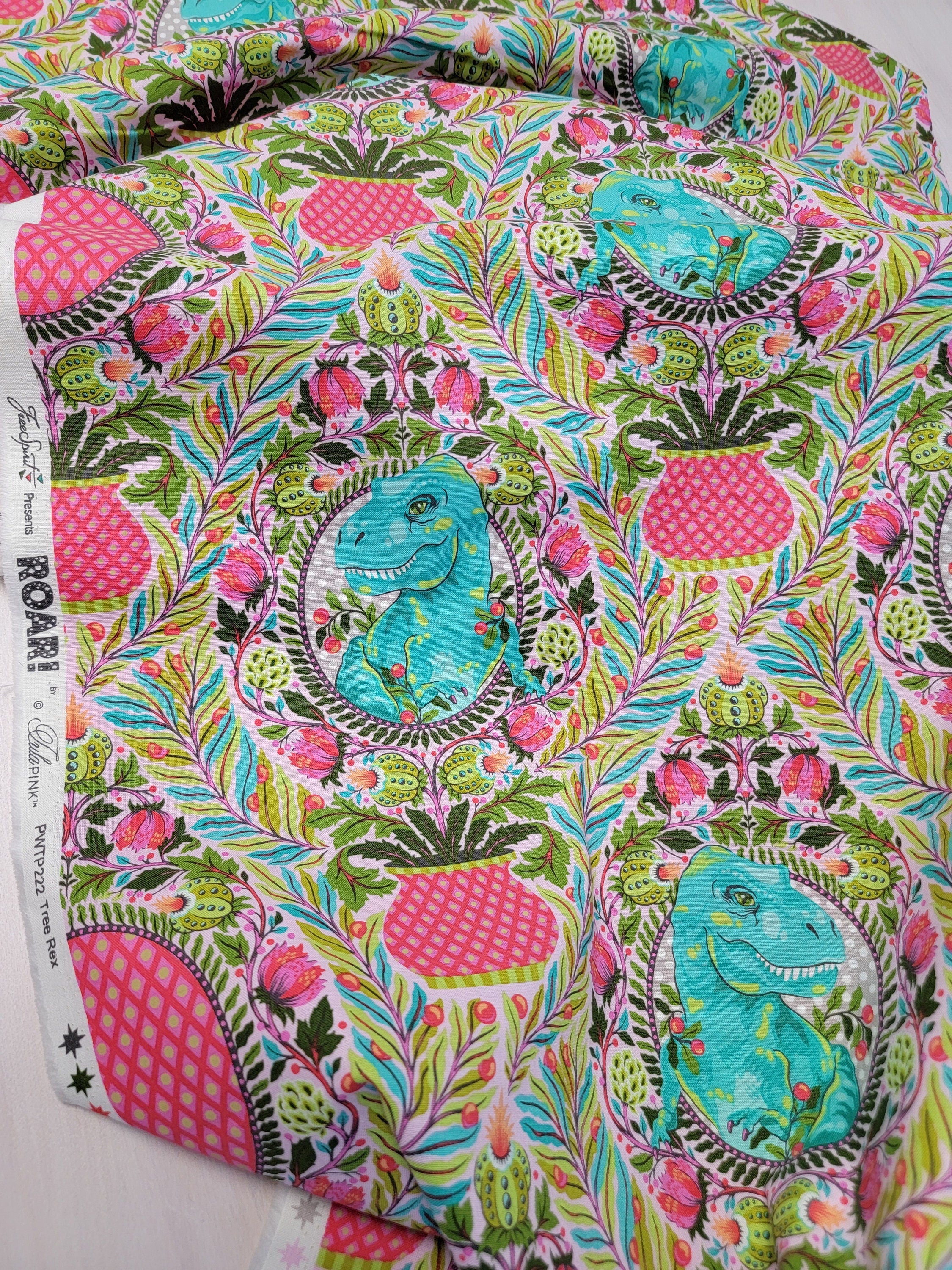 Tula Pink ROAR! || Tree Rex - Blush || Quilting Cotton