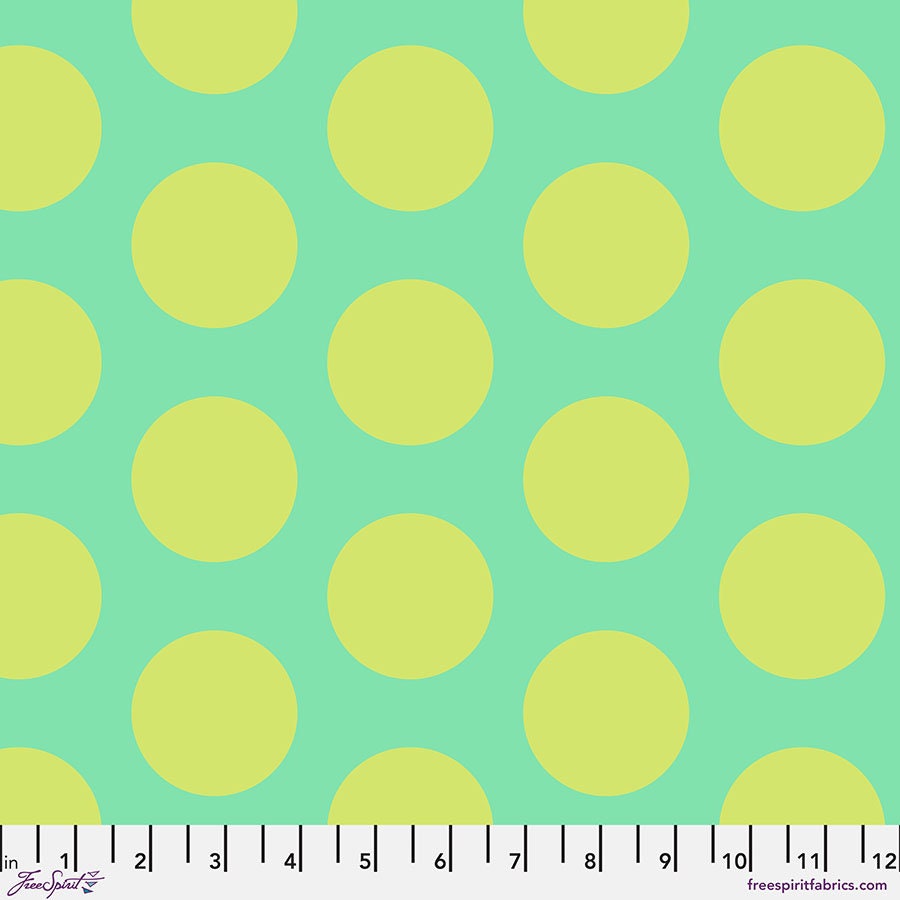 Tula Pink ROAR! || Dinosaur Eggs - Mint (2 1/4" wide "Eggs") || Quilting Cotton