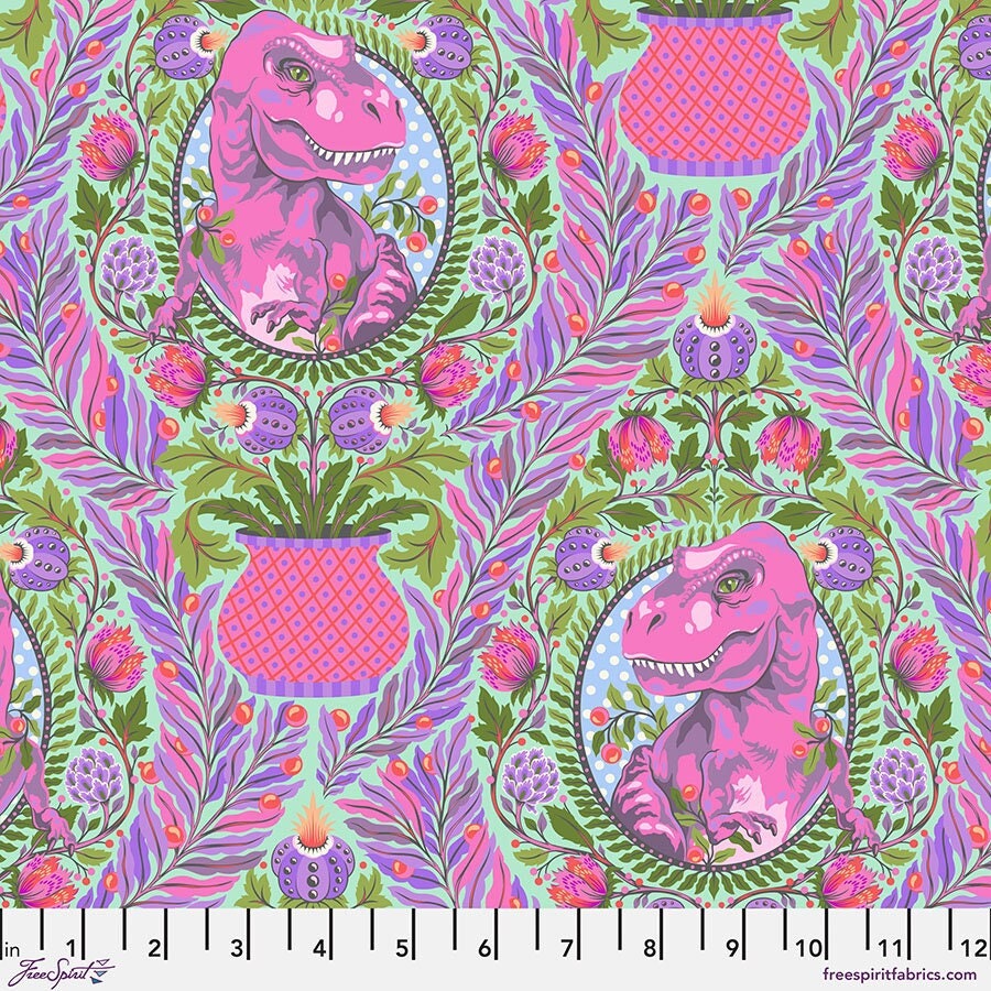 Tula Pink ROAR! || Tree Rex - Mist || Quilting Cotton