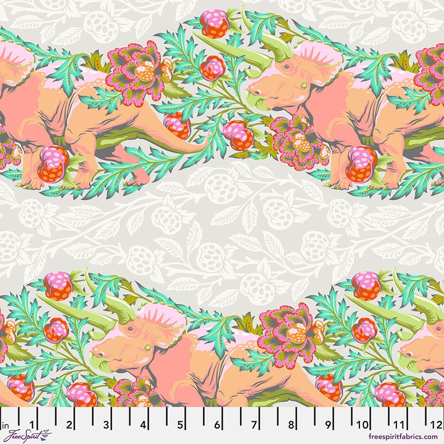 Tula Pink ROAR! || Trifecta - Blush || Quilting Cotton || Triceratops