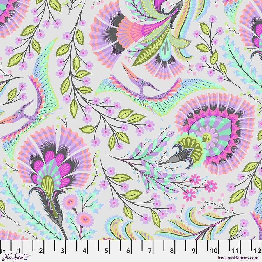 Tula Pink ROAR! || Wing It - Mist || ROAR! || Quilting Cotton || Pterodactyl