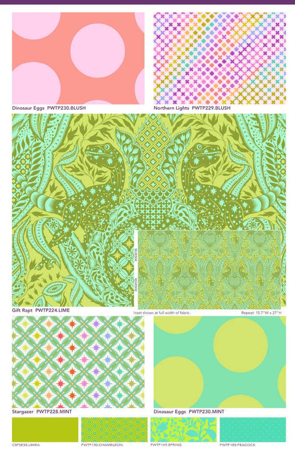 Tula Pink ROAR! || Gift Rapt - Lime || Quilting Cotton