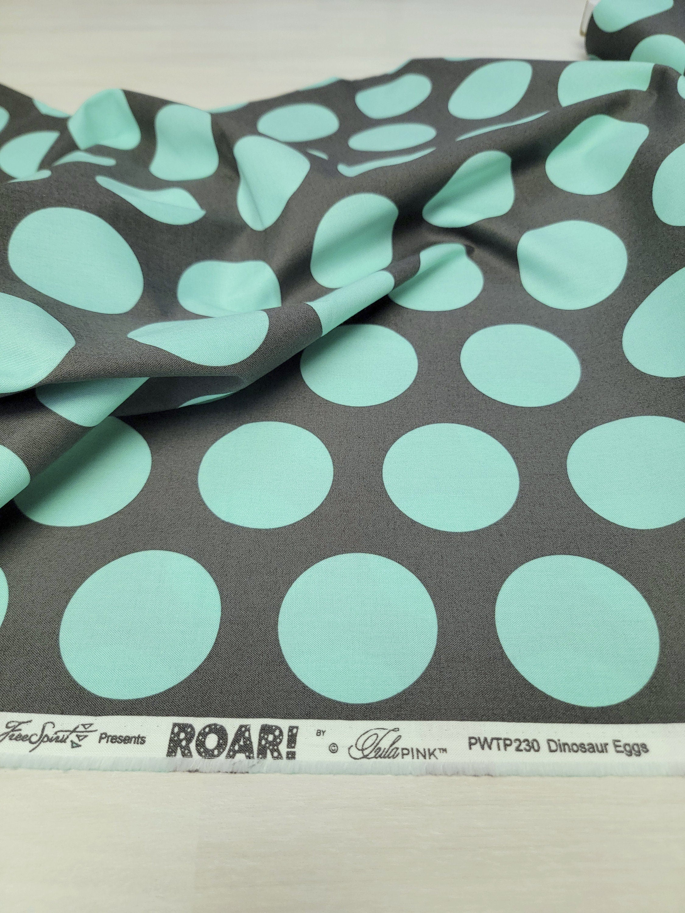 Tula Pink ROAR! || Dinosaur Eggs - Storm (2 1/4" wide "Eggs") || Quilting Cotton