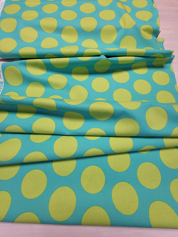 Tula Pink ROAR! || Dinosaur Eggs - Mint (2 1/4" wide "Eggs") || Quilting Cotton