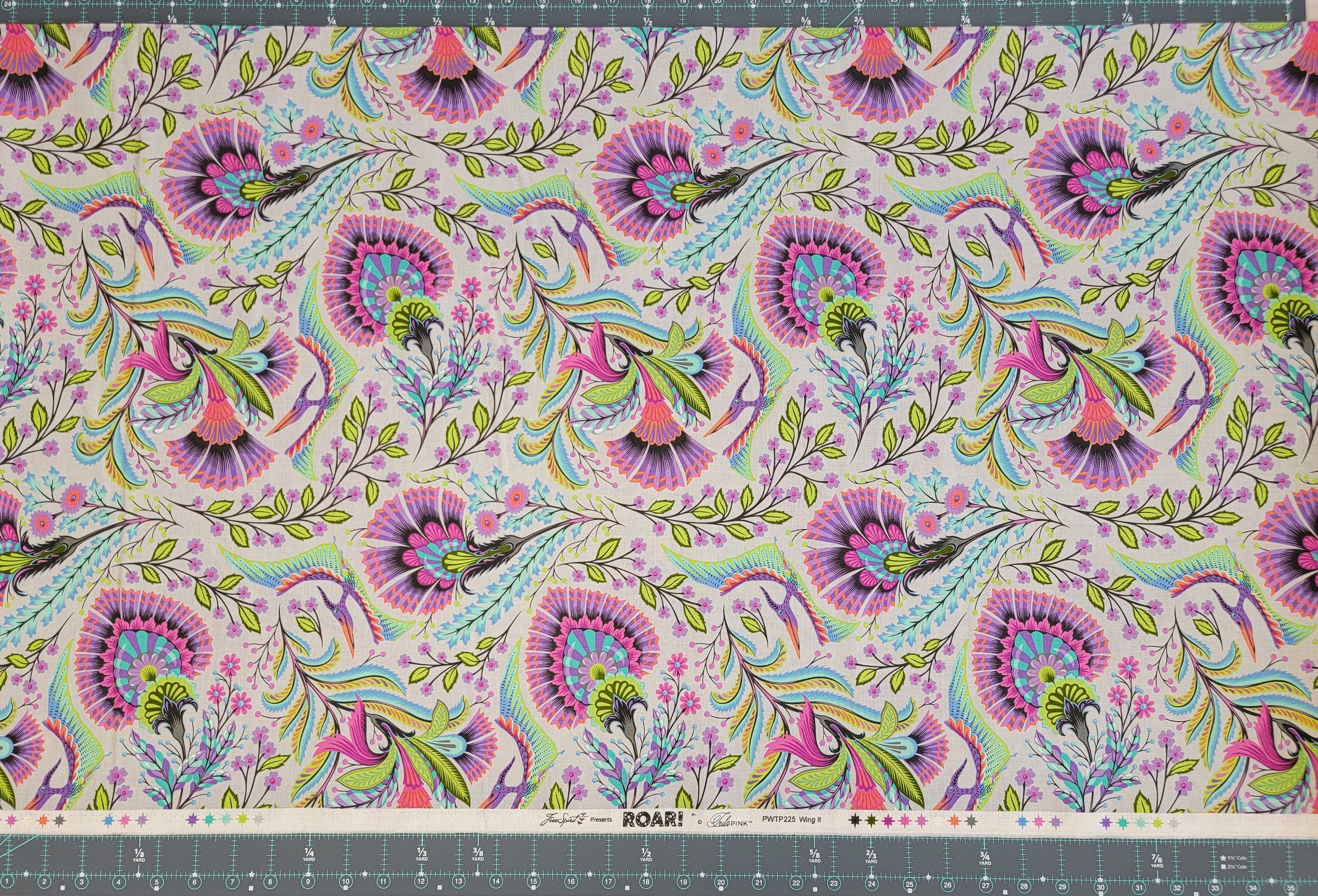 Tula Pink ROAR! || Wing It - Mist || ROAR! || Quilting Cotton || Pterodactyl