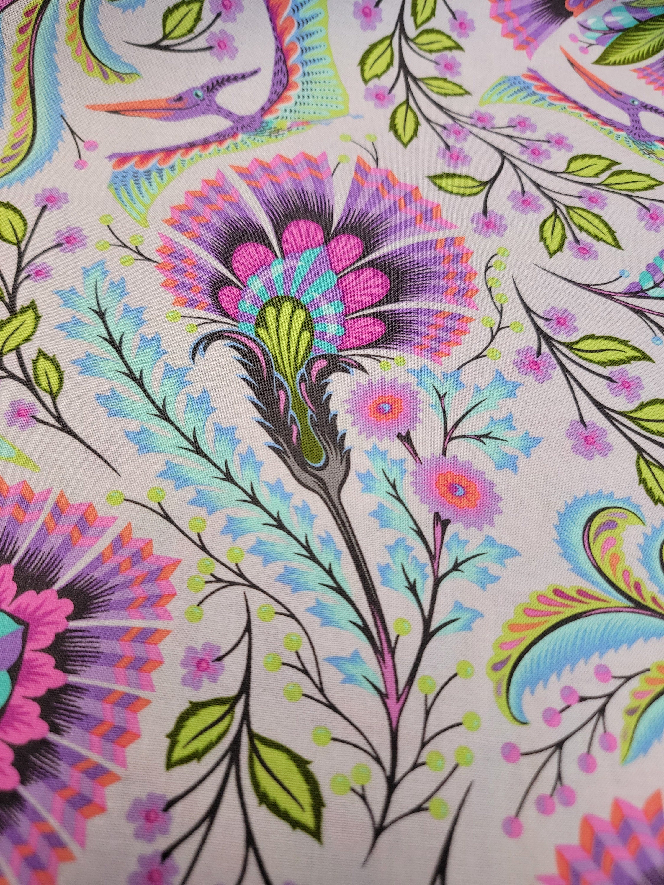 Tula Pink ROAR! || Wing It - Mist || ROAR! || Quilting Cotton || Pterodactyl