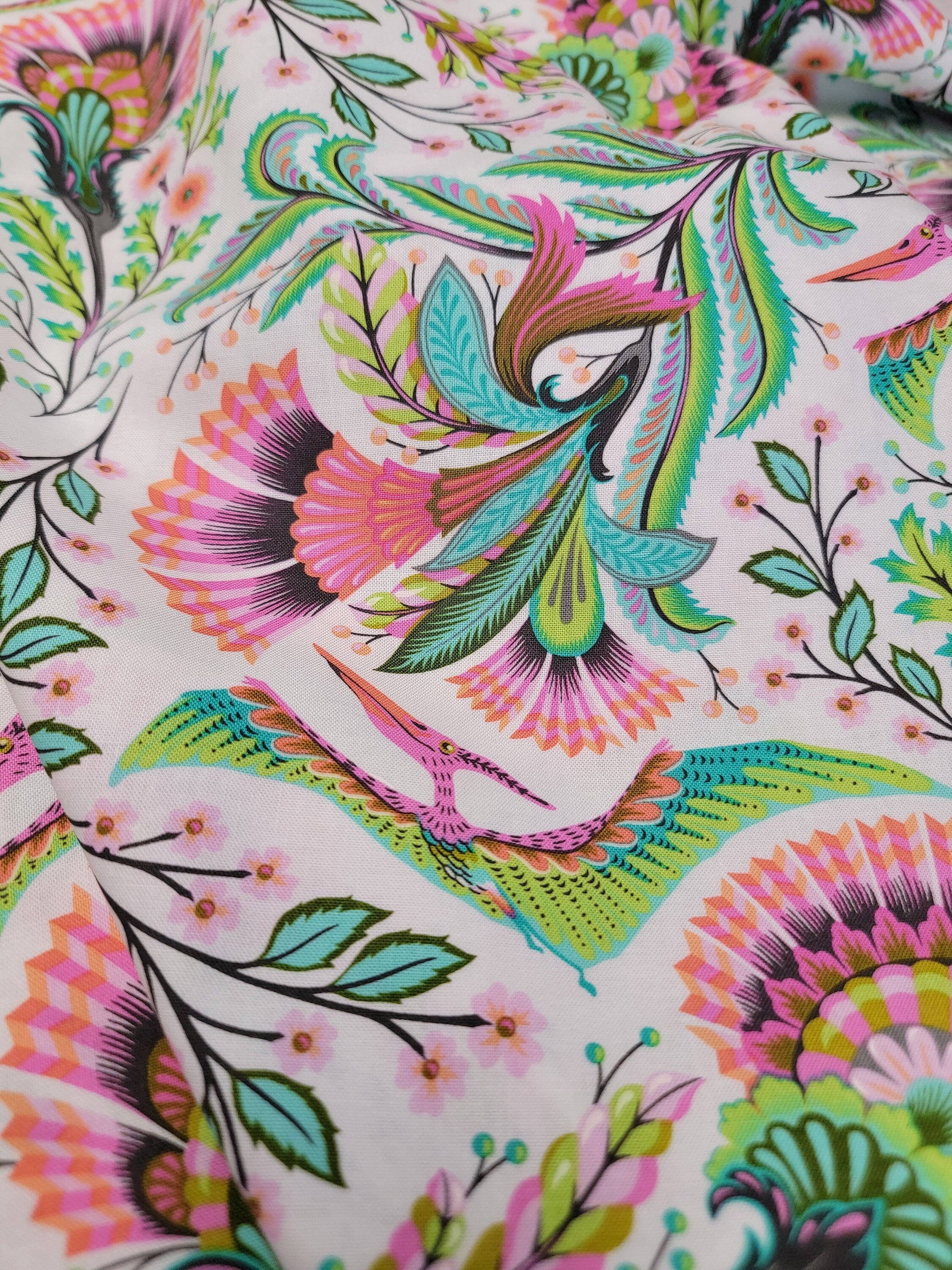 Tula Pink ROAR! || Wing It - Blush || ROAR! || Quilting Cotton || Pterodactyl