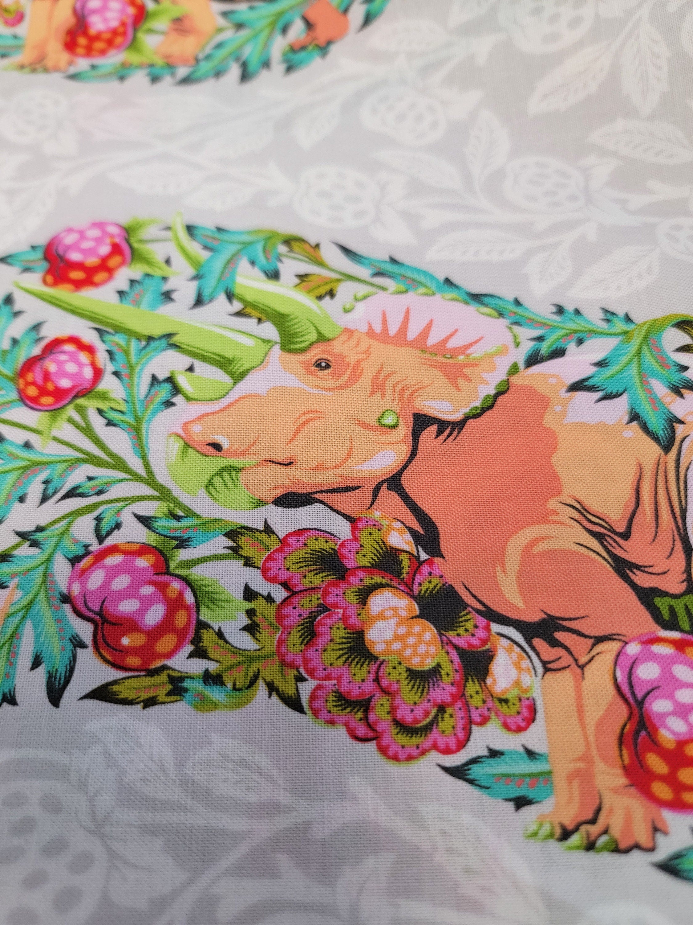 Tula Pink ROAR! || Trifecta - Blush || Quilting Cotton || Triceratops