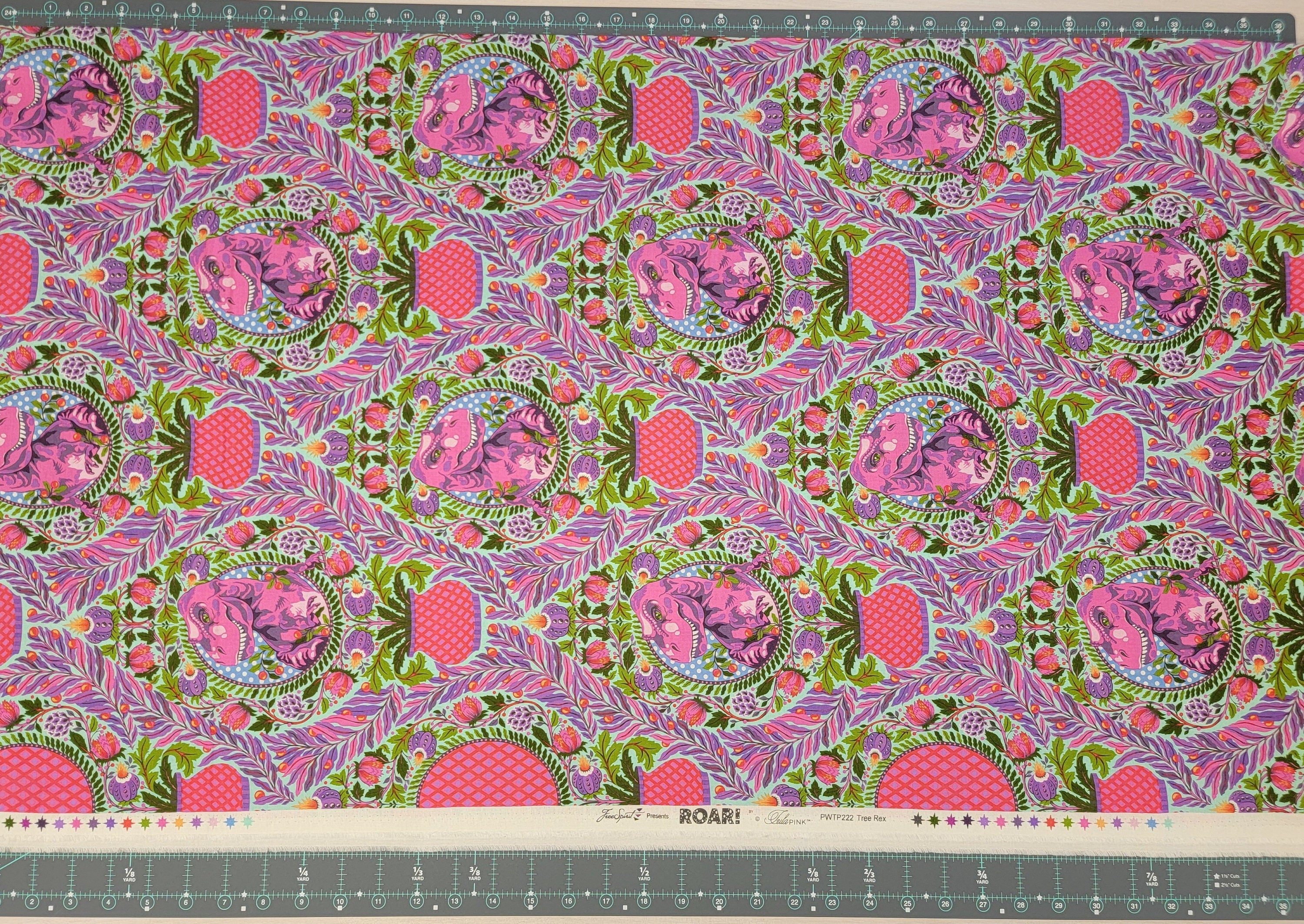 Tula Pink ROAR! || Tree Rex - Mist || Quilting Cotton