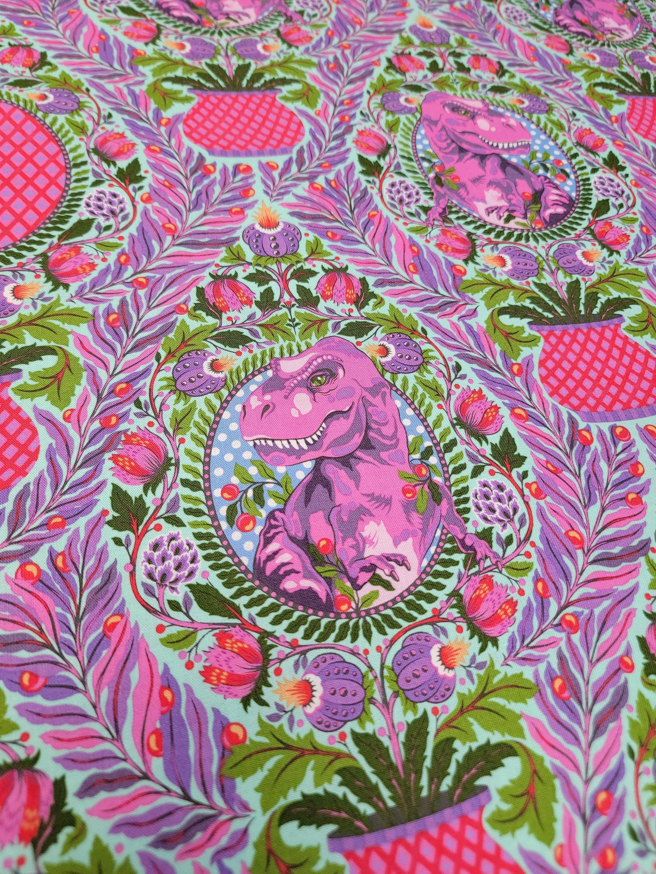 Tula Pink ROAR! || Tree Rex - Mist || Quilting Cotton