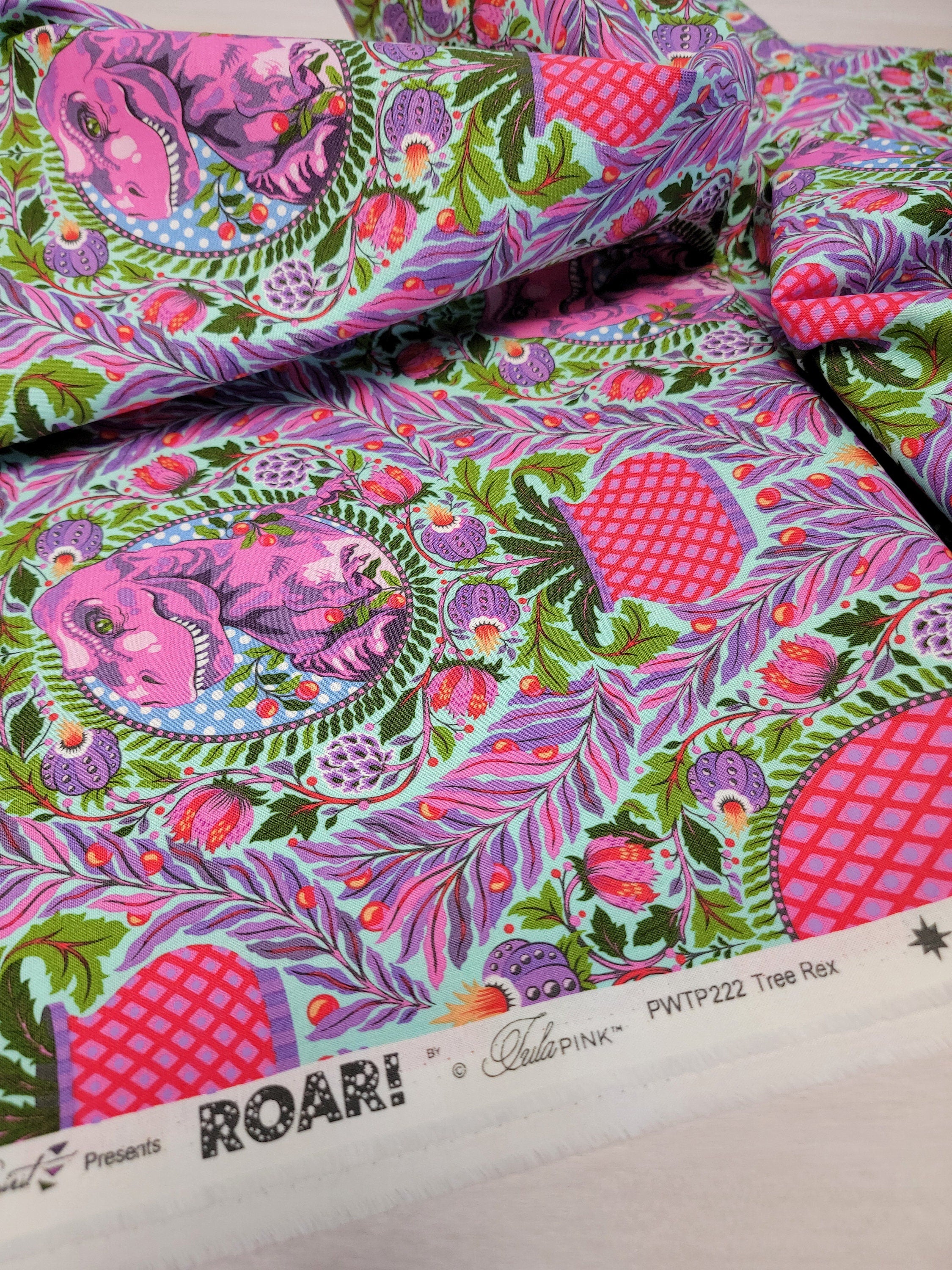 Tula Pink ROAR! || Tree Rex - Mist || Quilting Cotton