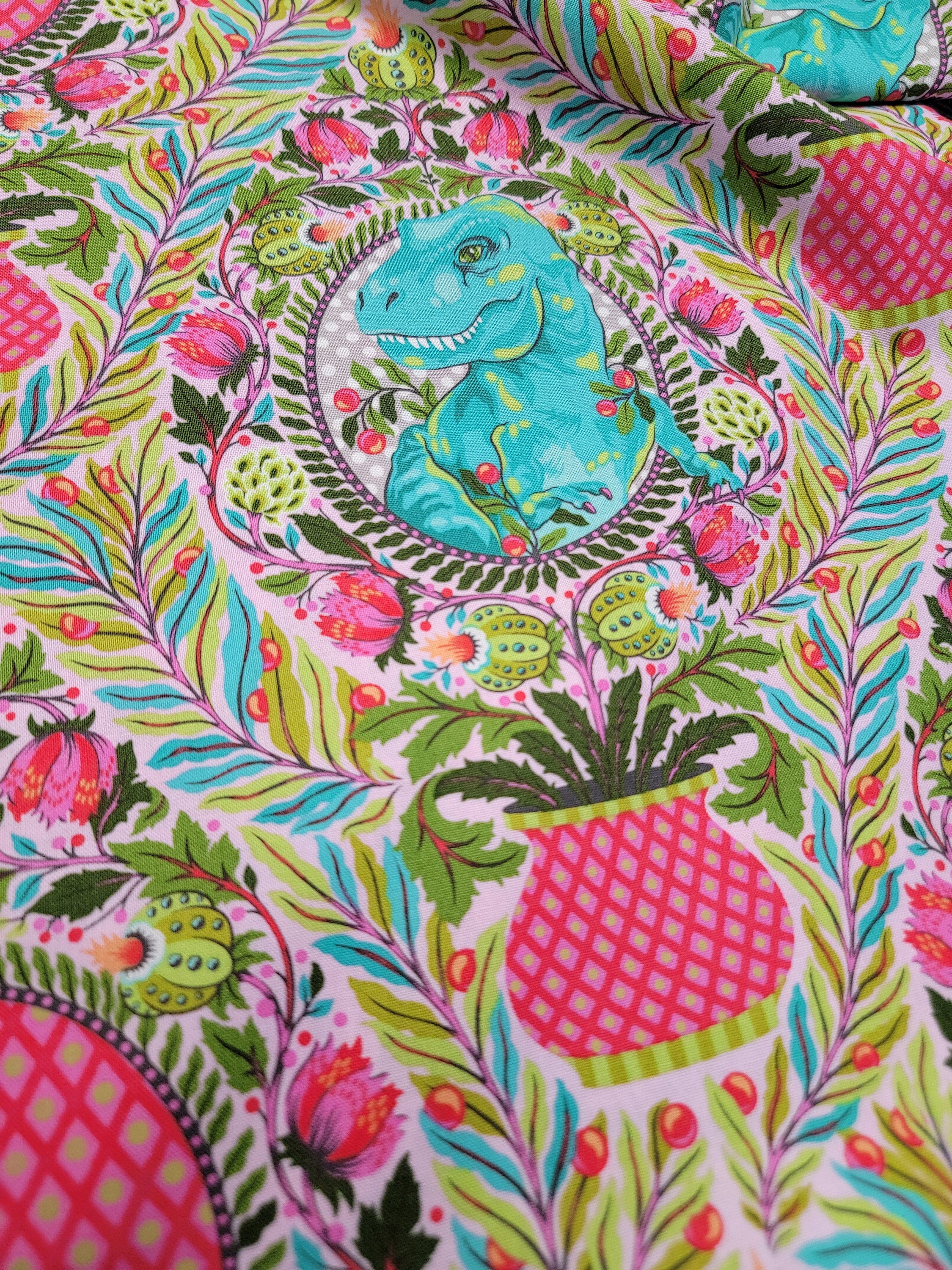 Tula Pink ROAR! || Tree Rex - Blush || Quilting Cotton