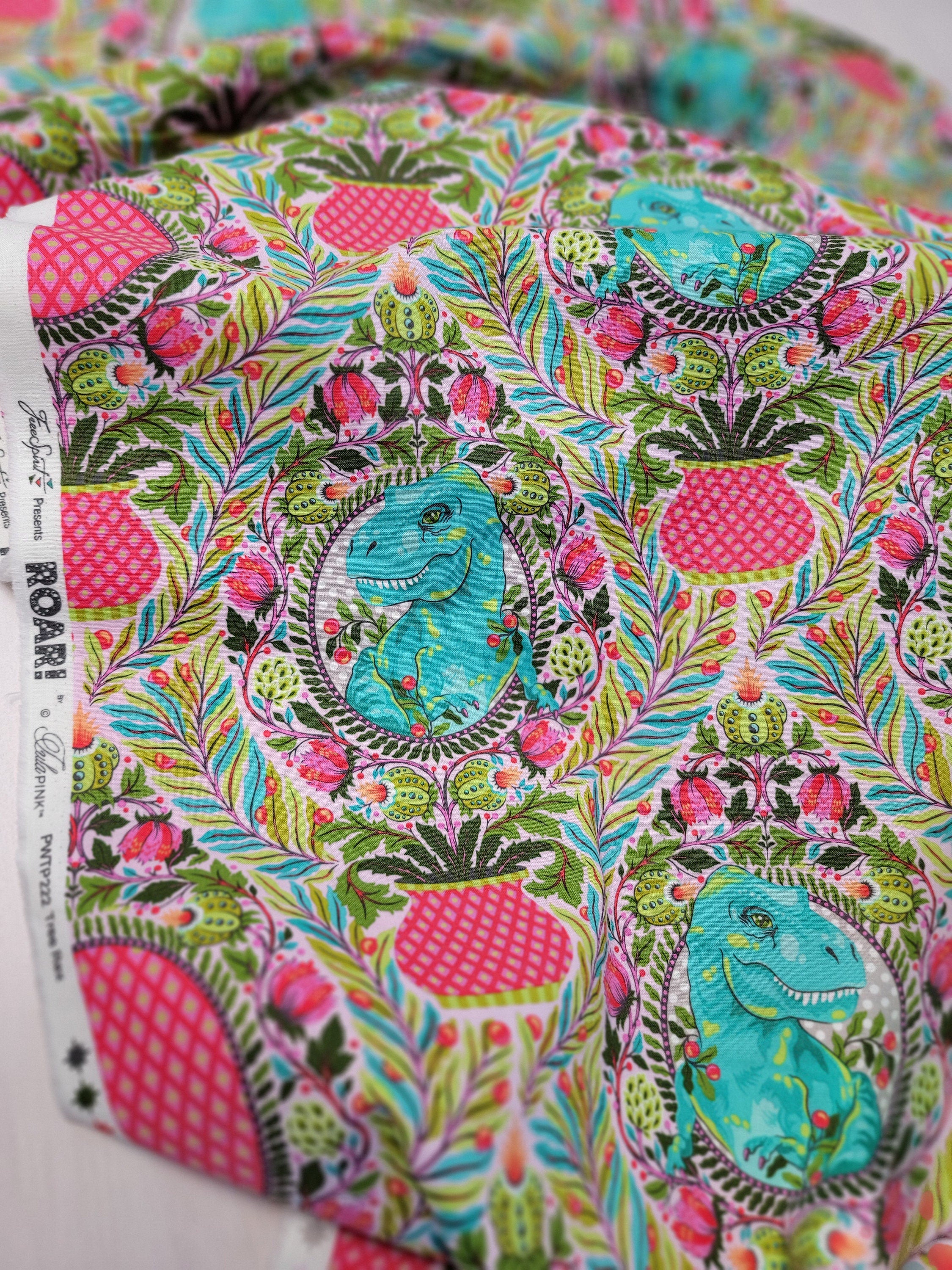 Tula Pink ROAR! || Tree Rex - Blush || Quilting Cotton