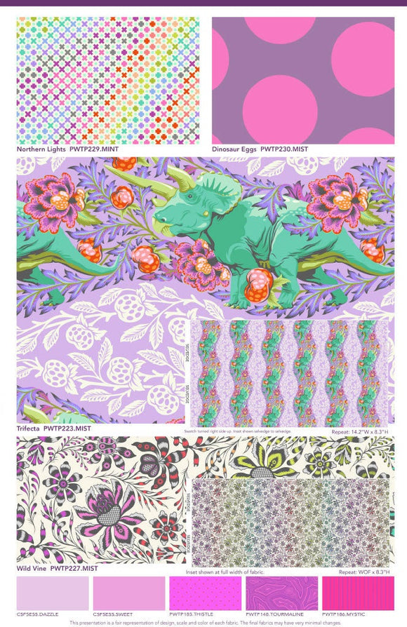 Tula Pink ROAR! || Dinosaur Eggs - Mist (2 1/4" wide "Eggs") || Quilting Cotton
