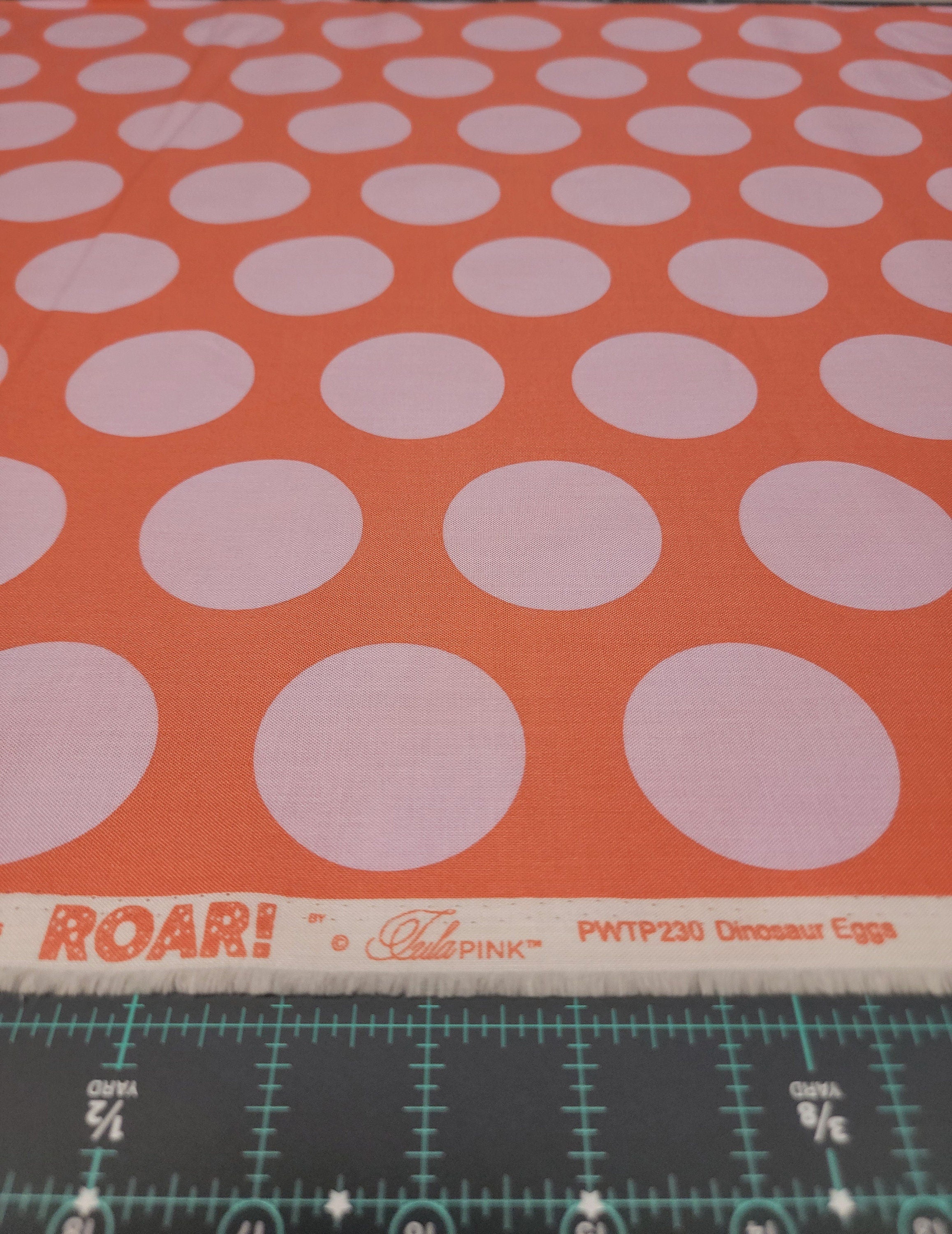 Tula Pink ROAR! || Dinosaur Eggs - Blush (2 1/4" wide "Eggs") || Quilting Cotton