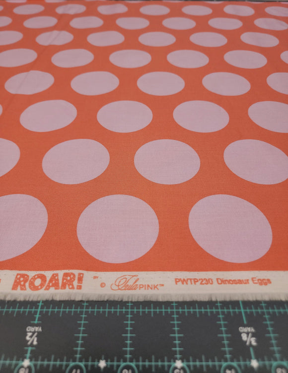 Tula Pink ROAR! || Dinosaur Eggs - Blush (2 1/4" wide "Eggs") || Quilting Cotton