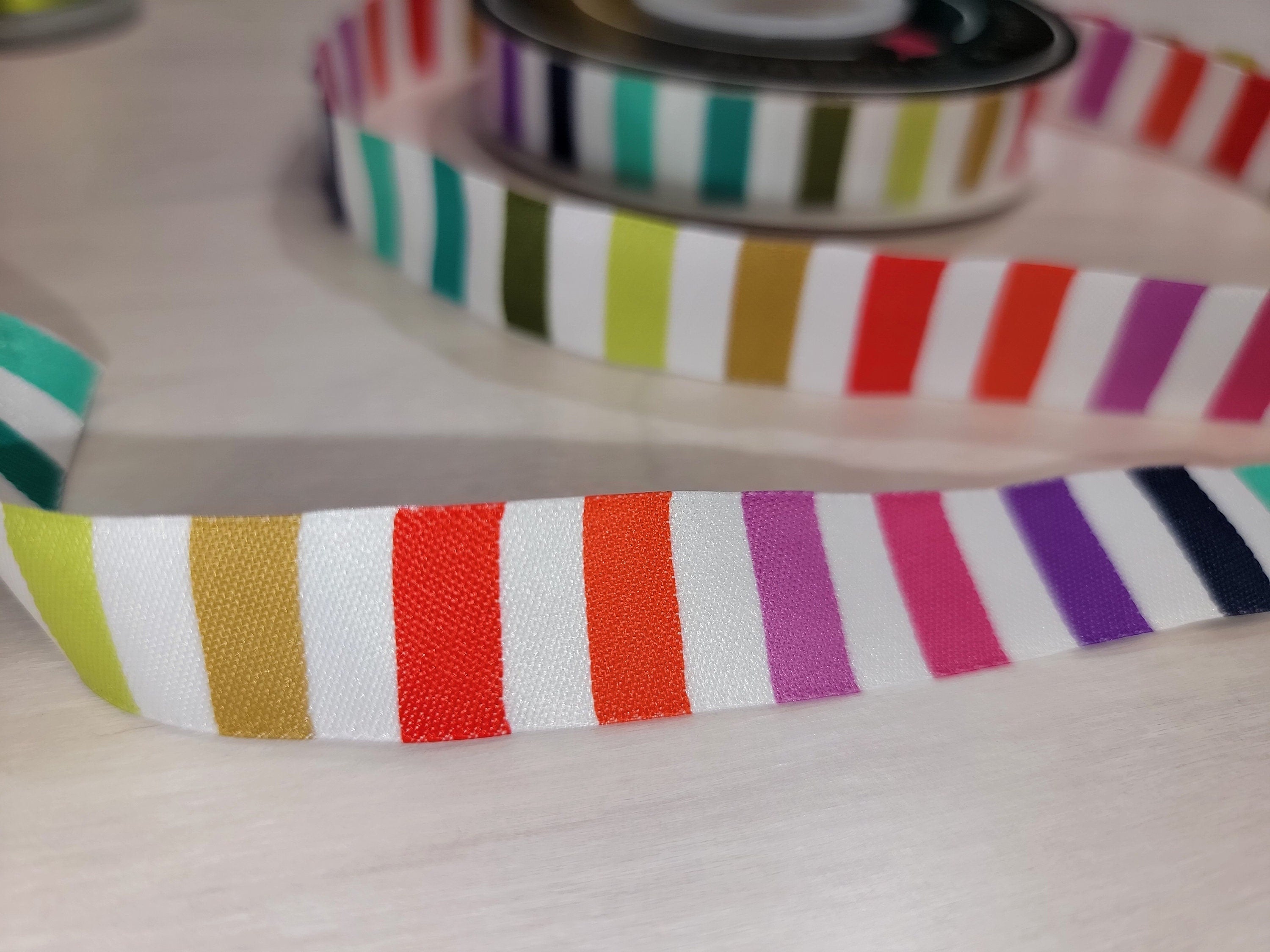 Tula Pink Rainbow Stripe - Rainbow/Multi Ribbon || 5/8 Inch Wide