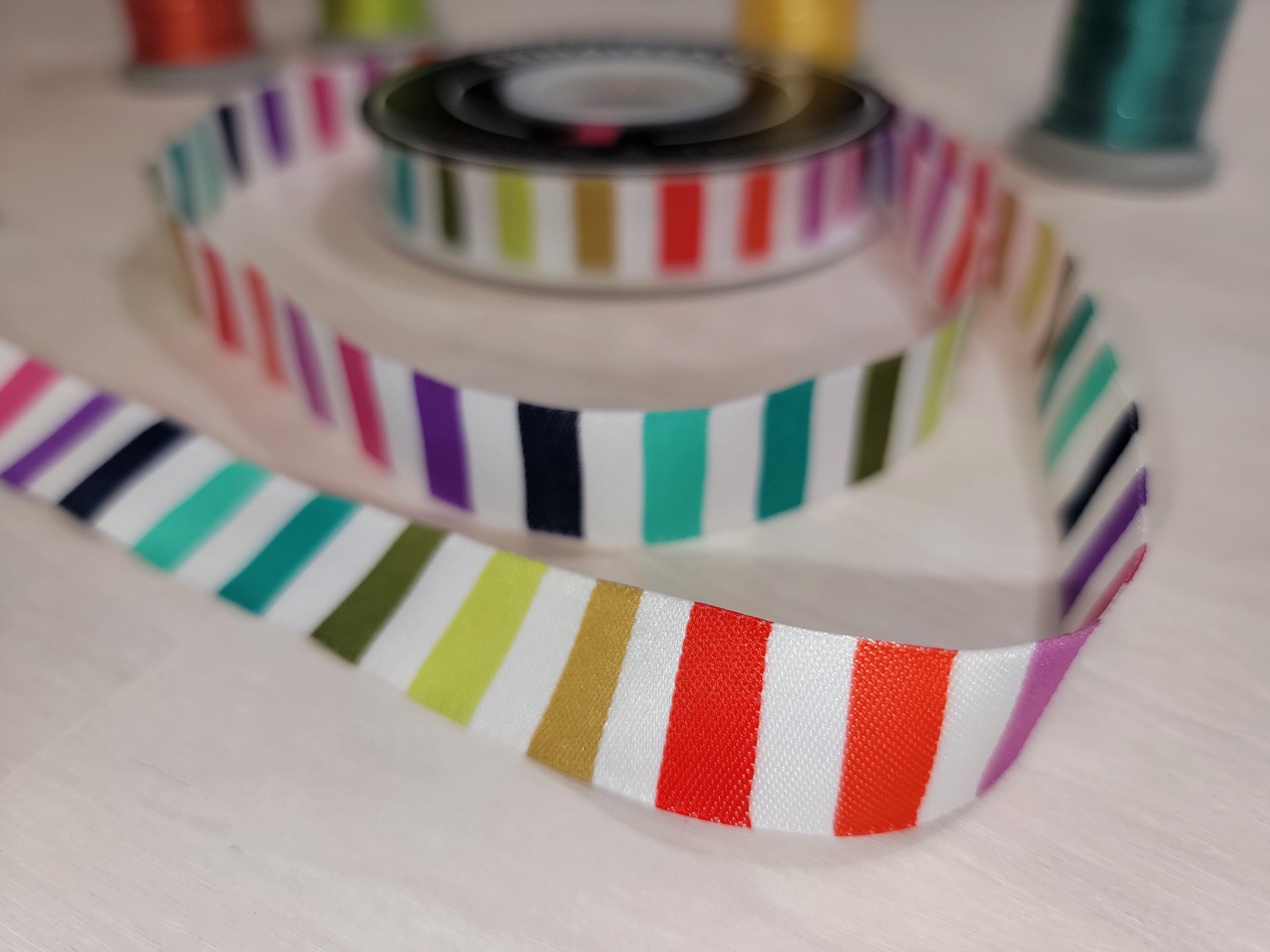 Tula Pink Rainbow Stripe - Rainbow/Multi Ribbon || 5/8 Inch Wide