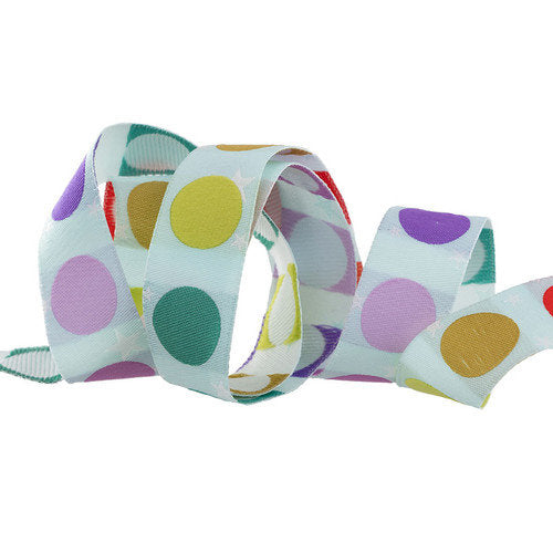 Tula Pink Disco Dot - Blue/Multi Ribbon || 7/8 Inch Wide