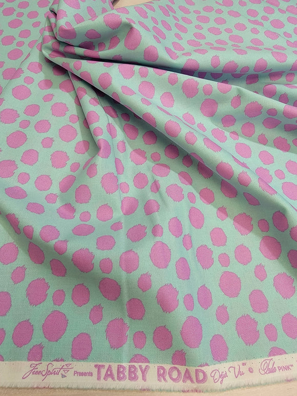 Fur Ball - Technomint || Tula Pink Tabby Road Deja Vu || Free Spirit Fabric