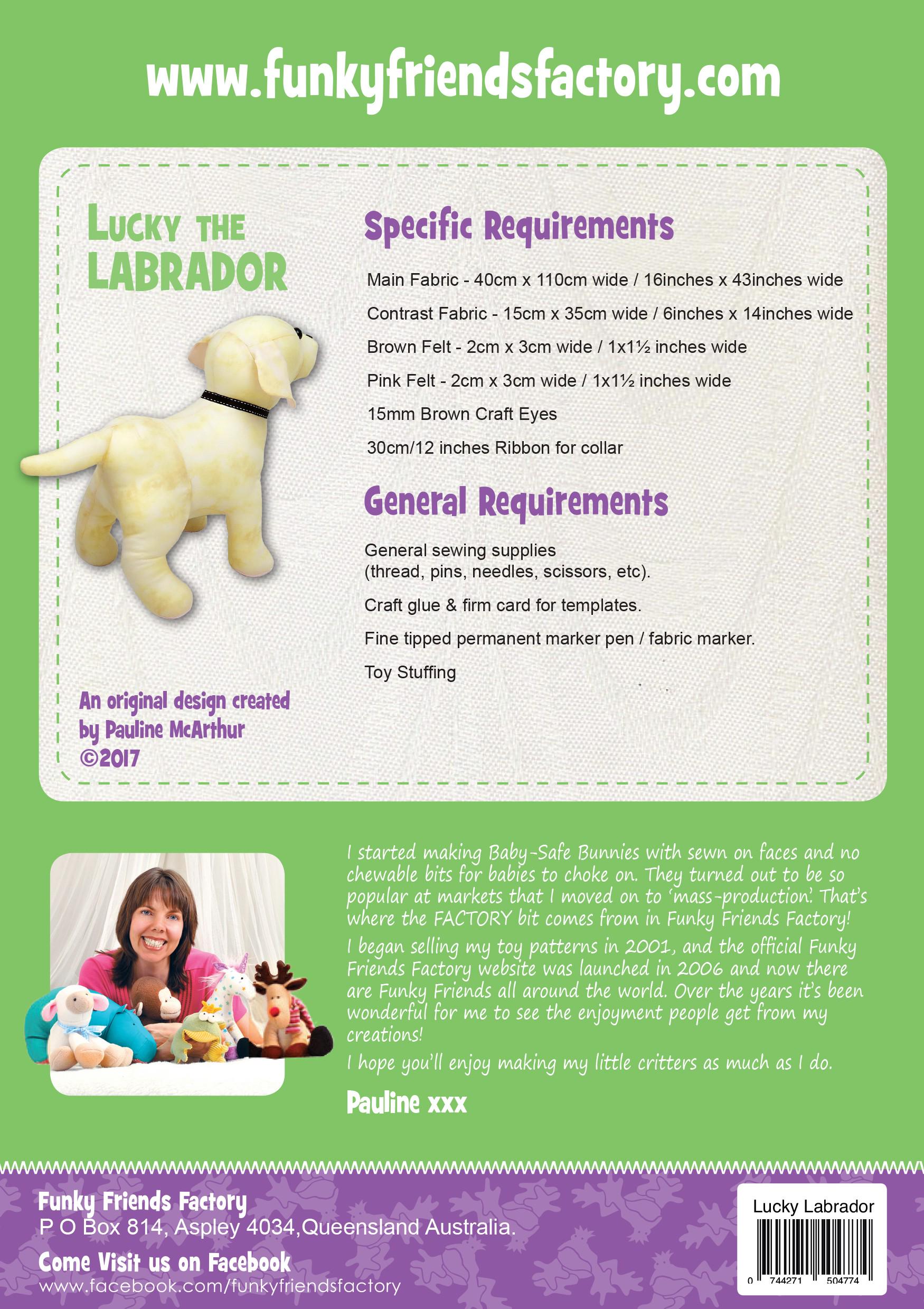 Lucky the Labrador - Funky Friends Stuffed Animal Pattern