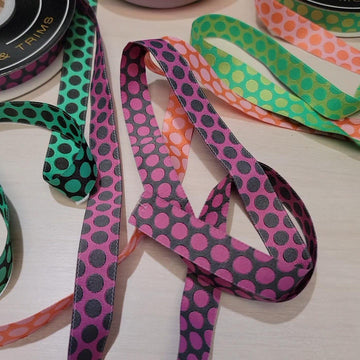 Tula Pink Dinosaur Eggs 5/8in Wide *Reversible* Polyester Ribbon by Renaissance Ribbon