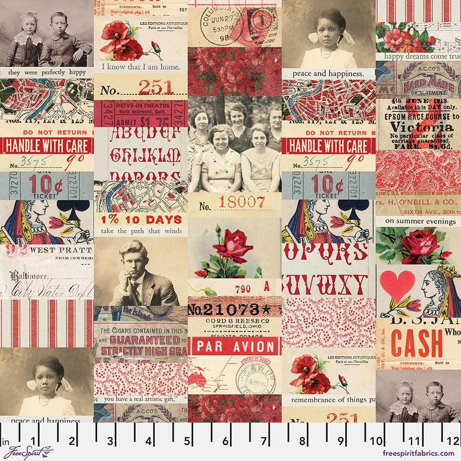 Tim Holtz Palette - Red Collage || Red Collection || Free Spirit Fabrics