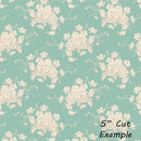 White Flower Teal || Sunday Brunch - Lime/Teal || Tilda Fabric