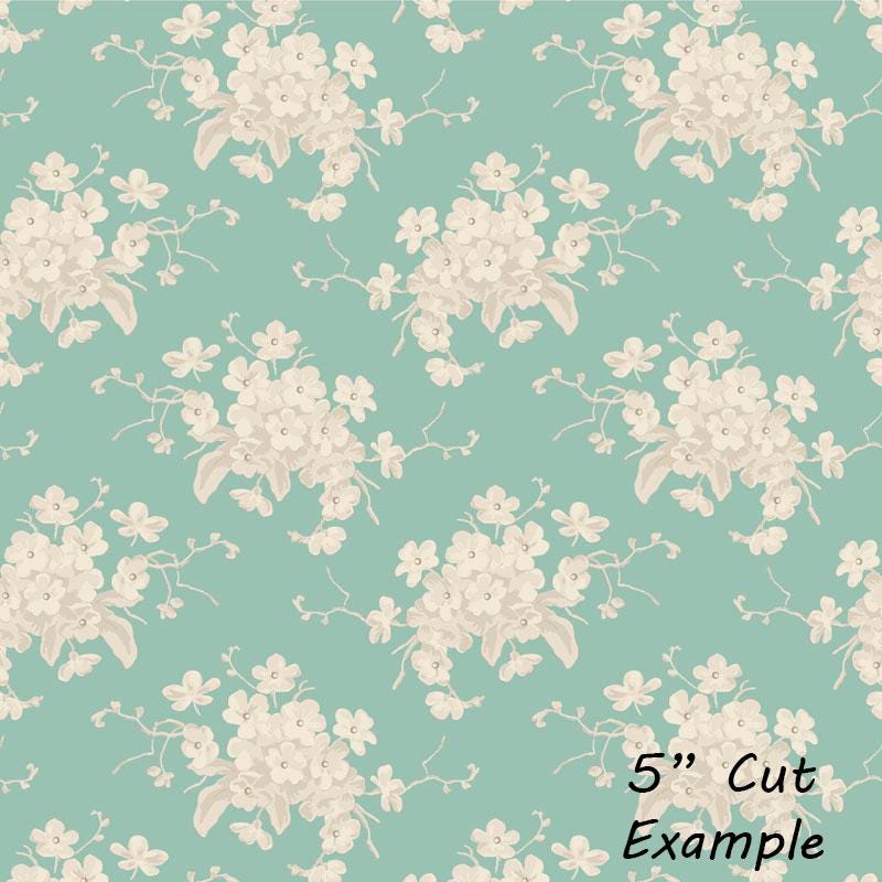 White Flower Teal || Sunday Brunch - Lime/Teal || Tilda Fabric