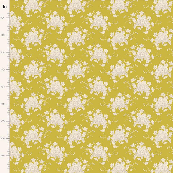 White Flower Sour Yellow || Sunday Brunch - Grey/Yellow || Tilda Fabric